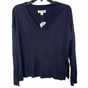 Treasure & Bond Silky Soft V-Neck Cashmere Blend Sweater Sz Small in Navy NWT